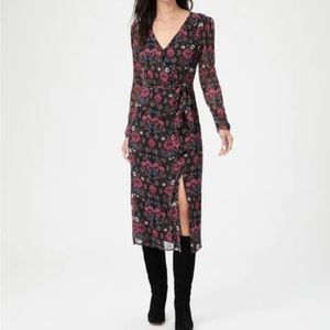 Paige Ledara Long Sleeve Silk Midi Dress